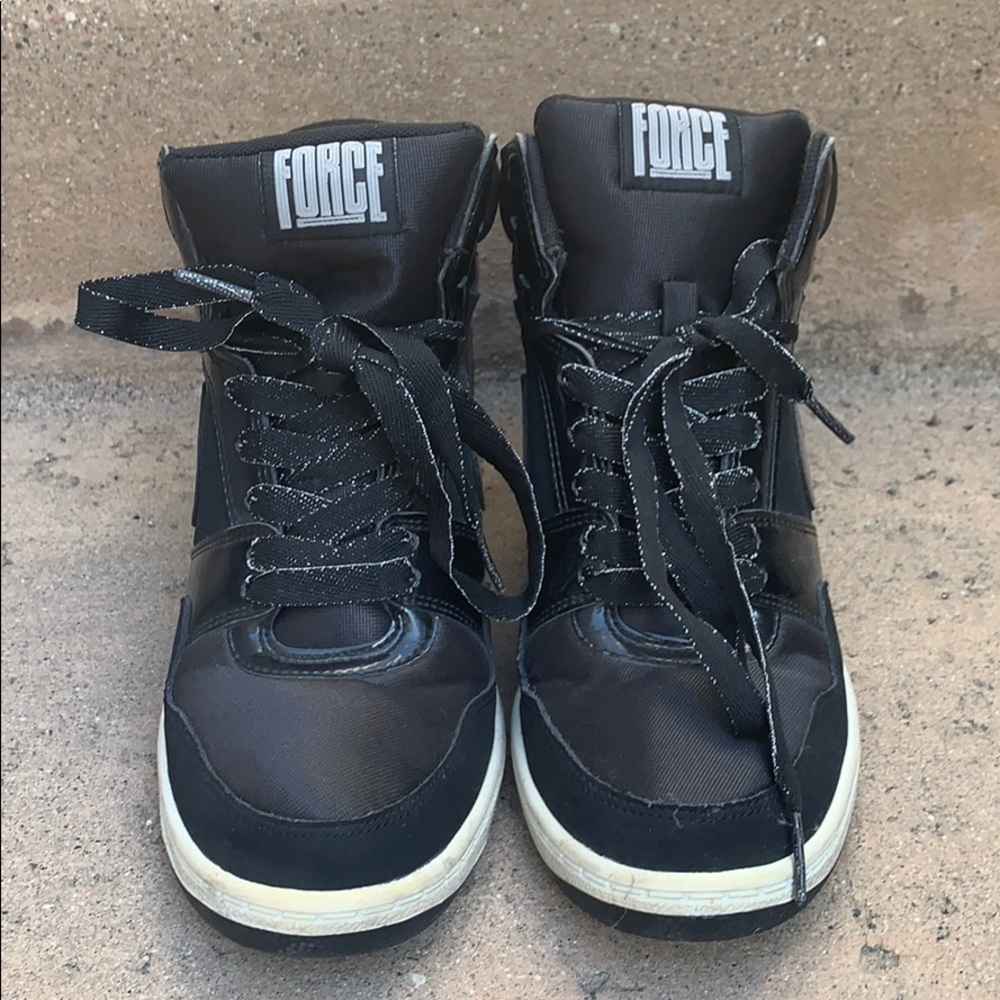 Nike Air Force Hidden Wedge Black Glitter Sneaker